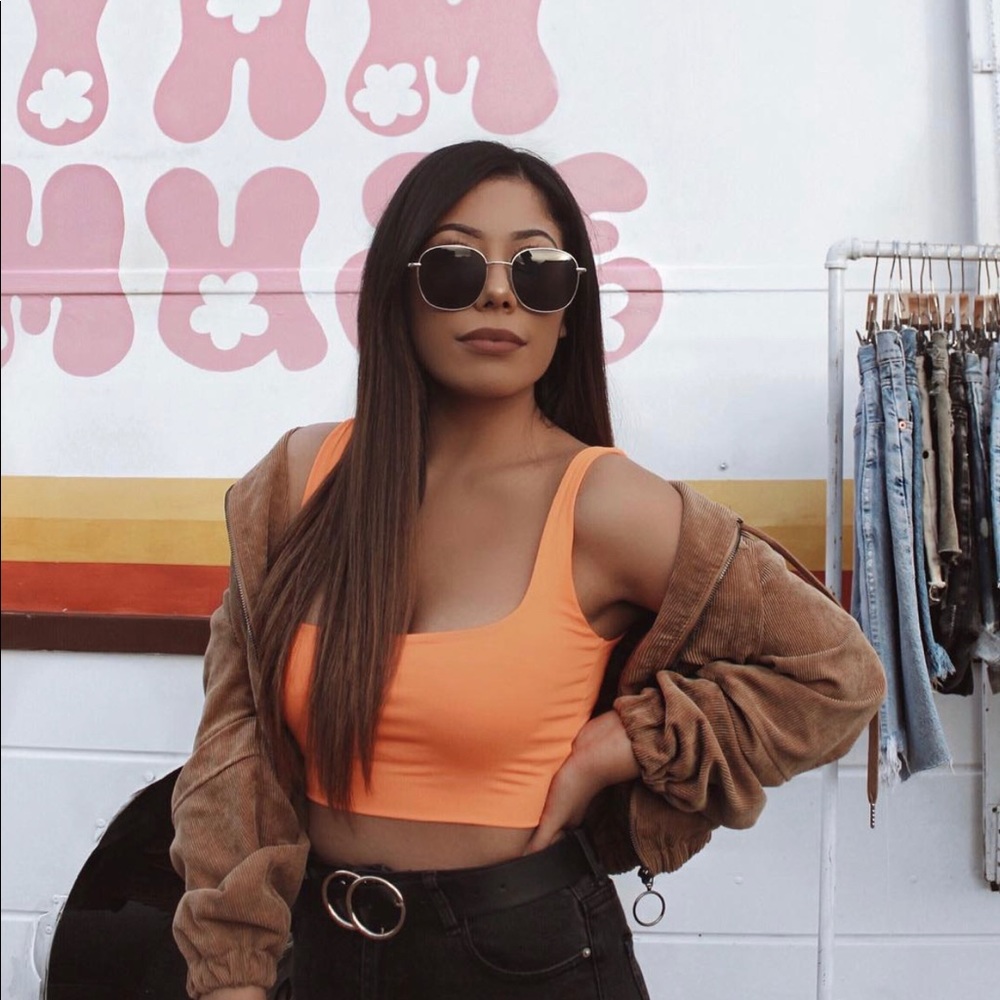 Honeybum neon orange crop top